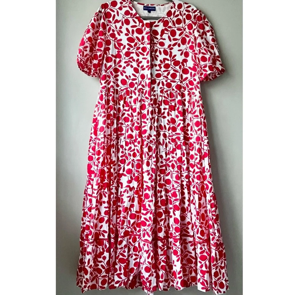 Ro's Garden Daphne Midi Dress Okari Red Floral Maxi Dress in Women's Large - Picture 2 of 5